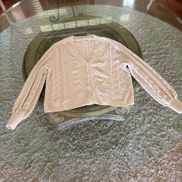 Hazel Moon Cable Knit Button Cardigan Sweater Women's Sz Small Cream Cottagecore - Picture 6 of 10